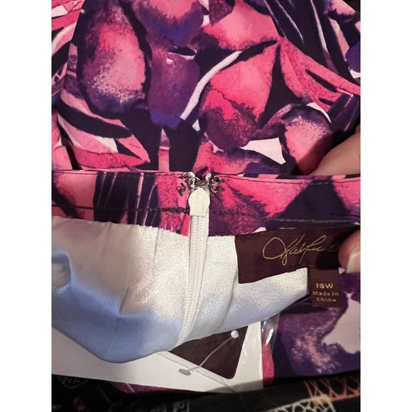 Hal Rubenstein 16W satin slip Pink Purple Floral Tropical Hawaiian Lined Skirt - Picture 10 of 10
